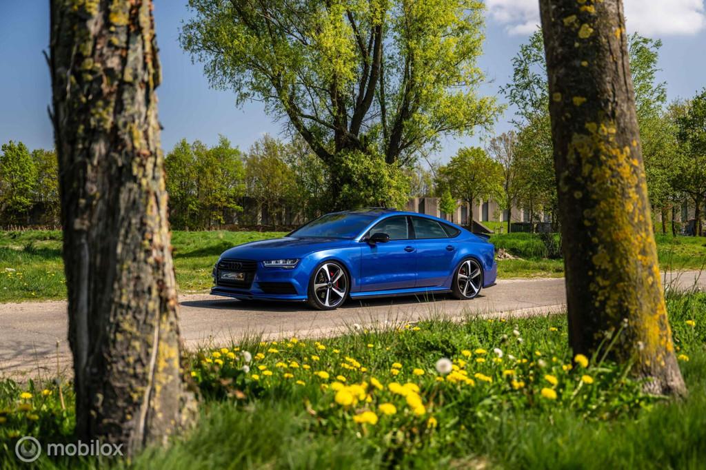 Dikke Audi A7 3.0BITDI*410PK*UNIEK*, Auto's, Gebruikt, Zwart, Overige carrosserieën, Blauw
