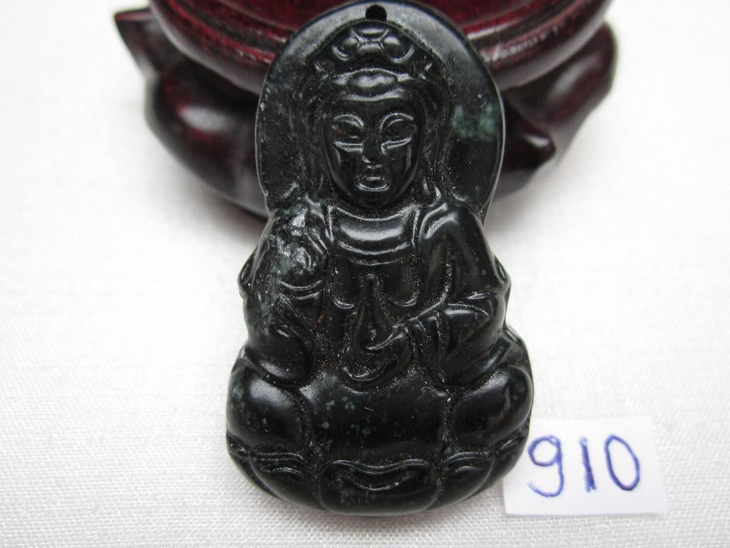 Prachtige amulet hanger van chinese jade GUANYIN 910 #, Ophalen of Verzenden, Zo goed als nieuw, Groen, Steen of Mineraal