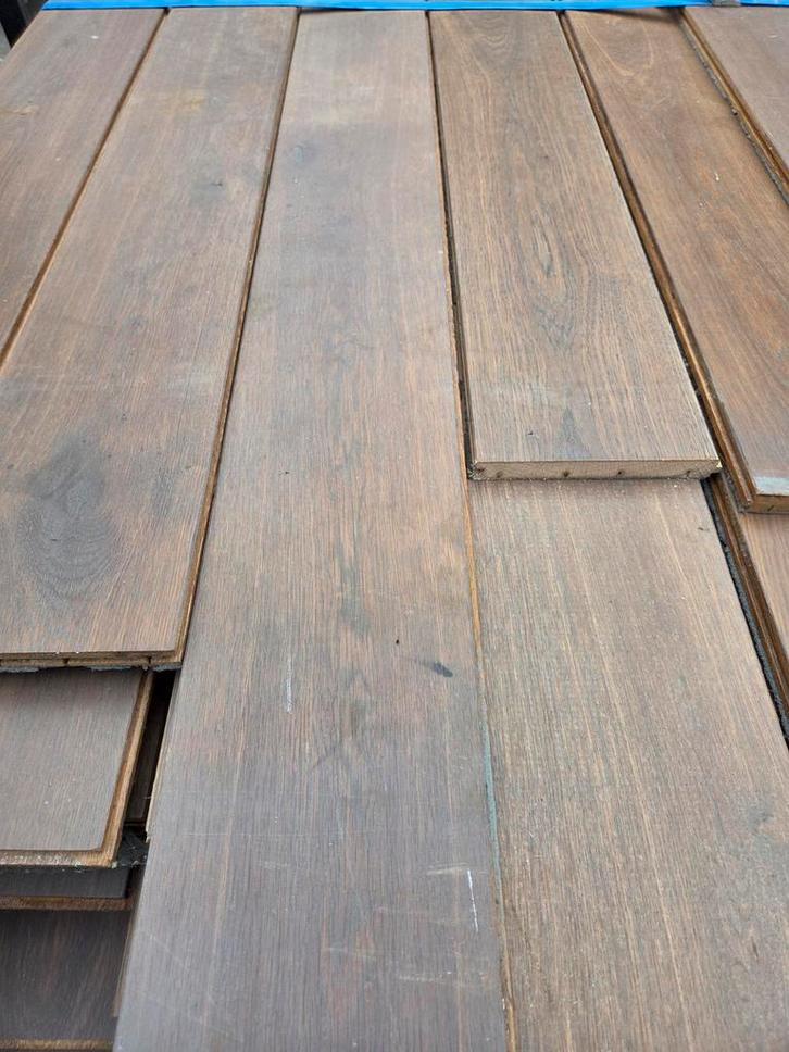 Eiken houten vloer 40 m2, Doe-het-zelf en Verbouw, Hout en Planken, Gebruikt, Plank, Eiken, 200 tot 250 cm, Minder dan 25 mm, Ophalen