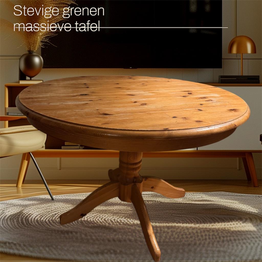 Retro ronde grenen eettafel – uitschuifbaar, Huis en Inrichting, Tafels | Eettafels, Zo goed als nieuw, 100 tot 150 cm, Rond, Grenenhout
