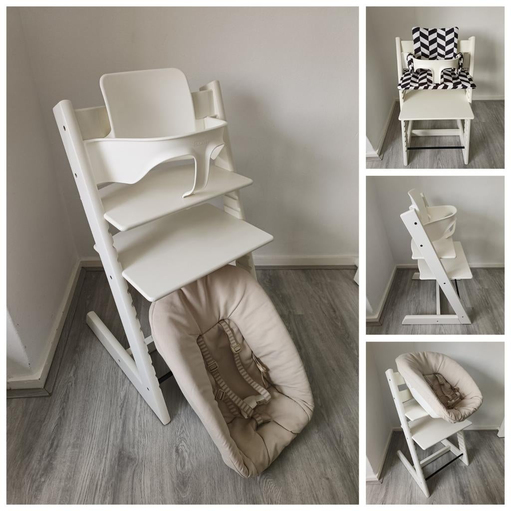 Stokke Tripp Trapp wit+babyset, nieuwe kussenset, newbornset, Kinderen en Baby's, Kinderstoelen, Ophalen of Verzenden, Zo goed als nieuw
