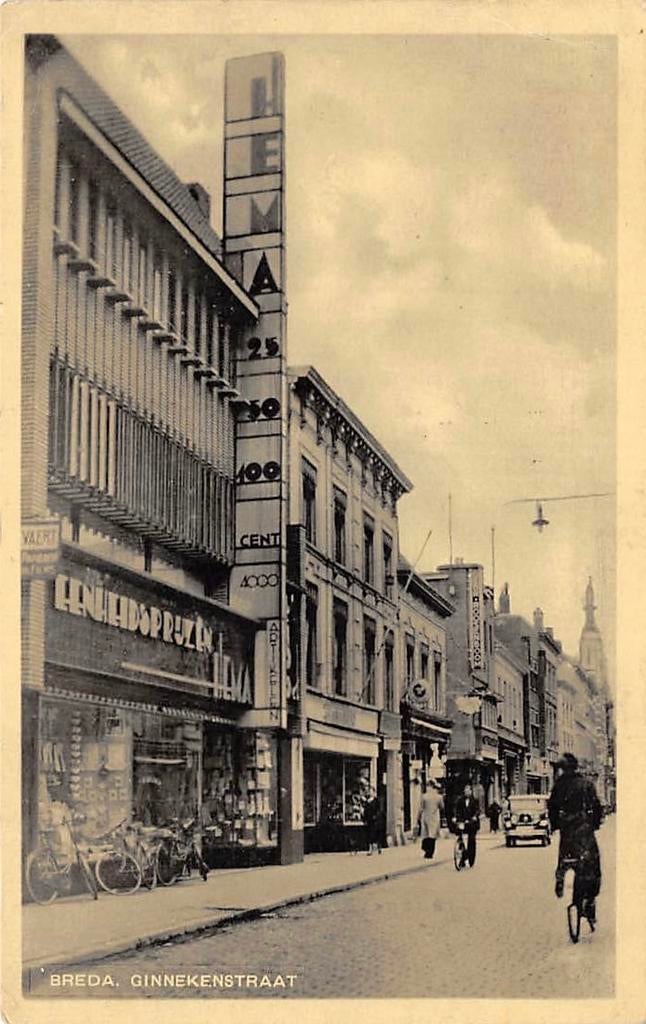 Breda Ginnekenstraat 1942 HEMA, Verzamelen, Ophalen of Verzenden, 1940 tot 1960, Gelopen, Noord-Brabant
