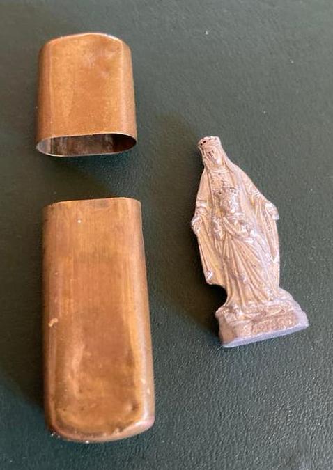Mini altaar Maria met kind in Brass foedraal, Ophalen of Verzenden