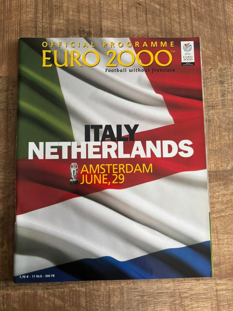 Nederland - Italie EK Voetbal 2000 Programma Magazine, Ophalen of Verzenden, Zo goed als nieuw, Buitenlandse clubs, Boek of Tijdschrift