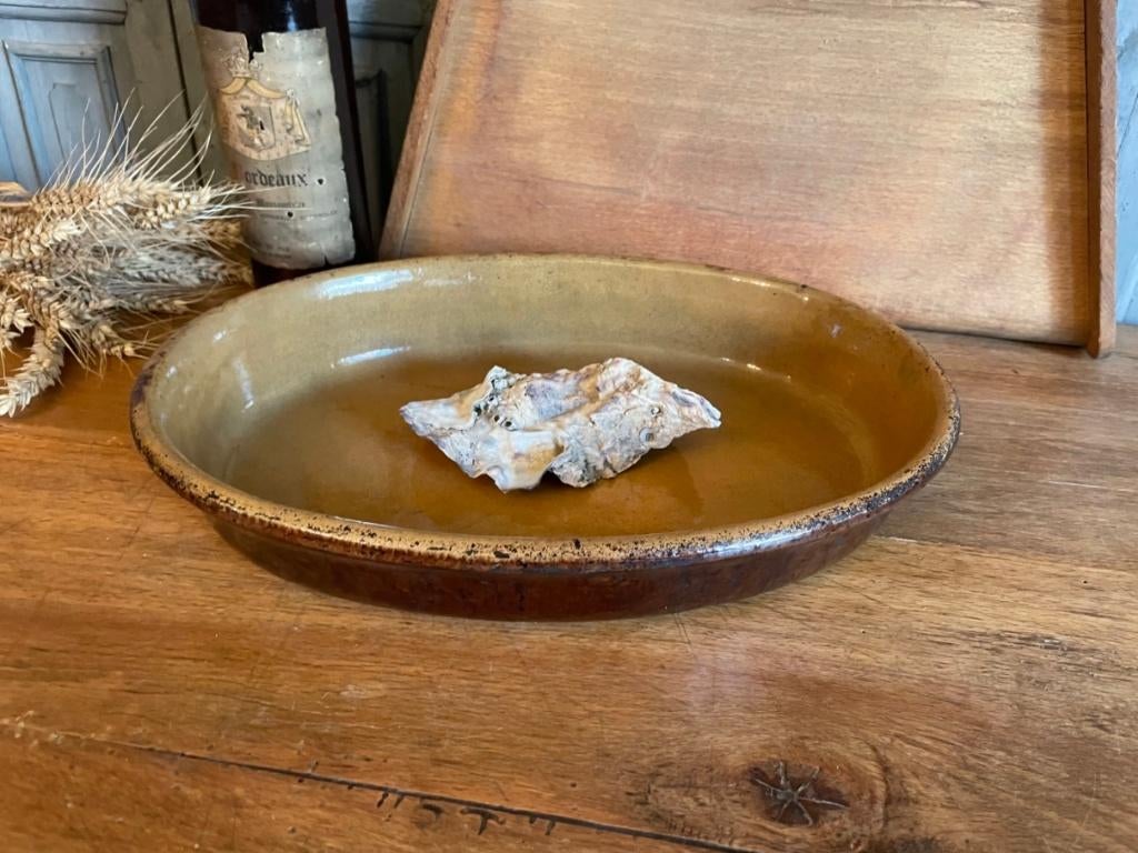 Oud Aardewerk Ovenschaal Schaal Frans antiek, Ophalen of Verzenden