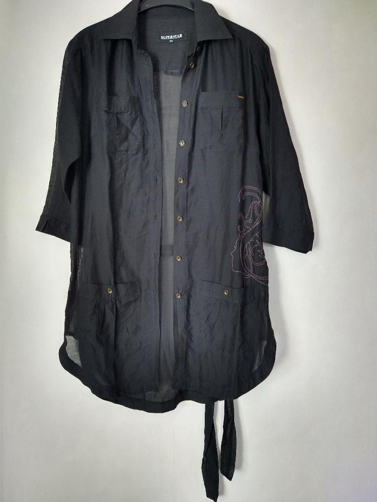 Superstar zwarte luchtige blouse/top maat 34 zijde/katoen, Zwart, Nieuw, Ophalen of Verzenden, Maat 34 (XS) of kleiner