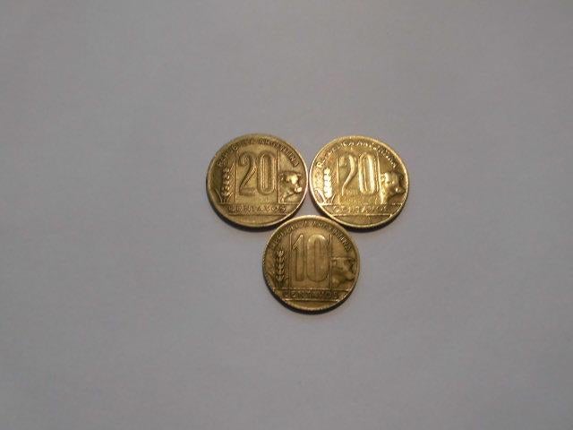 3 munten Argentinie 20,10 centavos 1949, Ophalen of Verzenden, Zuid-Amerika, Setje