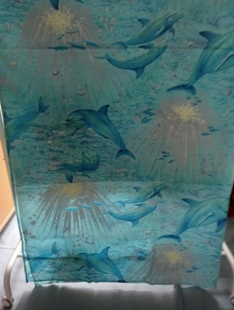 Douche gordijn, Huis en Inrichting, Ophalen, Zo goed als nieuw, Blauw, Overige typen