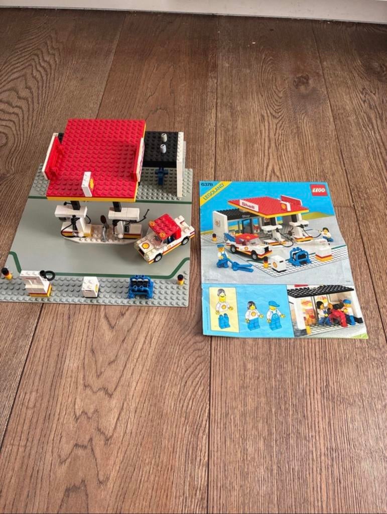 Vintage LEGO Tankstation Shell 6378 (1986), Lego, Ophalen of Verzenden, Inclusief minifiguren, Complete set