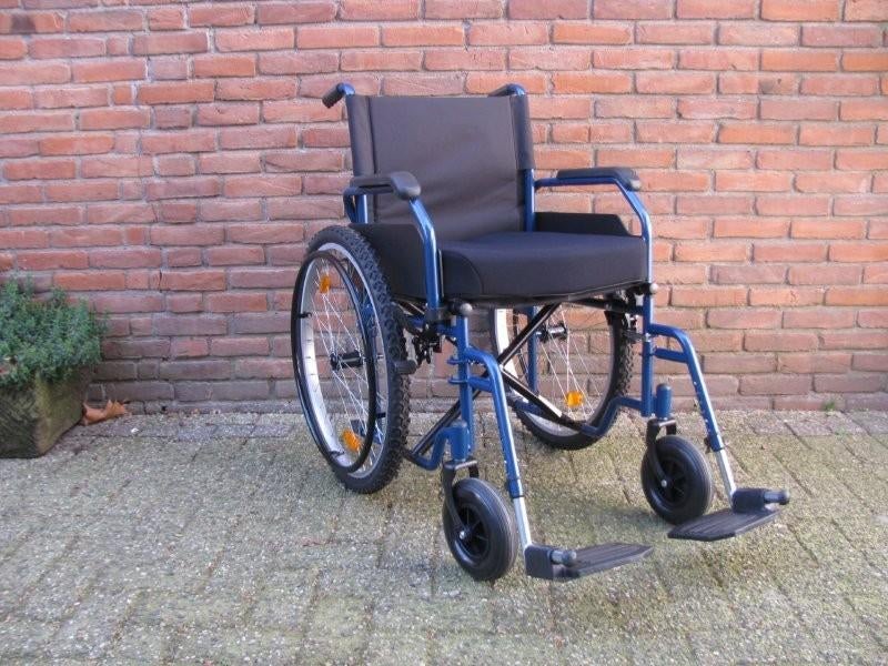 Sky rolstoel 47cm met brede mountainbike banden grof profiel, Ophalen of Verzenden, Inklapbaar, Zo goed als nieuw, Duwrolstoel