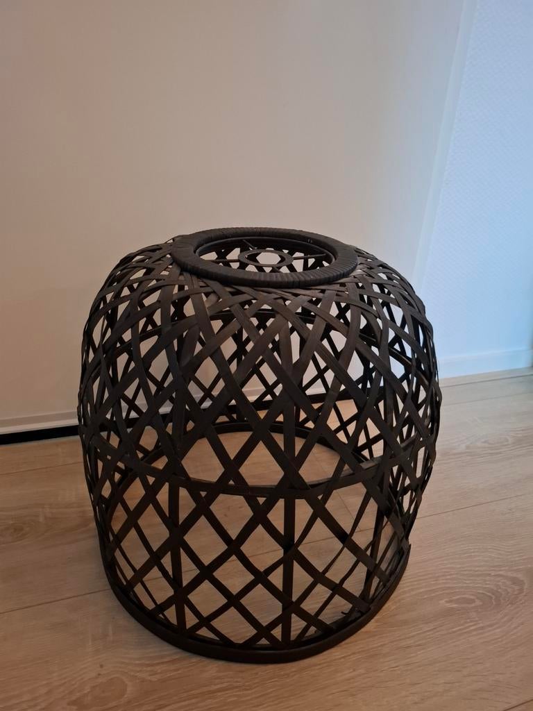 Kwantum hanglamp zwart - lampenkap bamboe, Ophalen, 25 tot 50 cm, Zwart, Rond