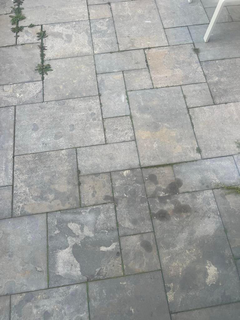 Natuursteen tegels ca 15 m², Tuin en Terras, Tegels en Klinkers, Gebruikt, Terrastegels, Beton, 10 m² of meer, Ophalen