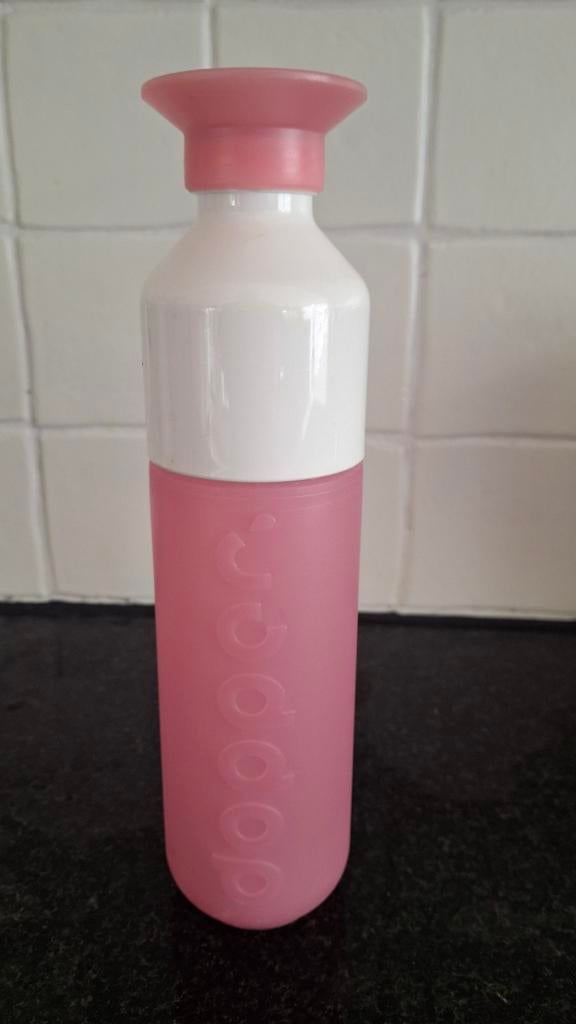 Dopper drinkfles kunststof wit/roze - gebruikt maar netjes, Kunststof, Ophalen of Verzenden, Wit, Overige merken