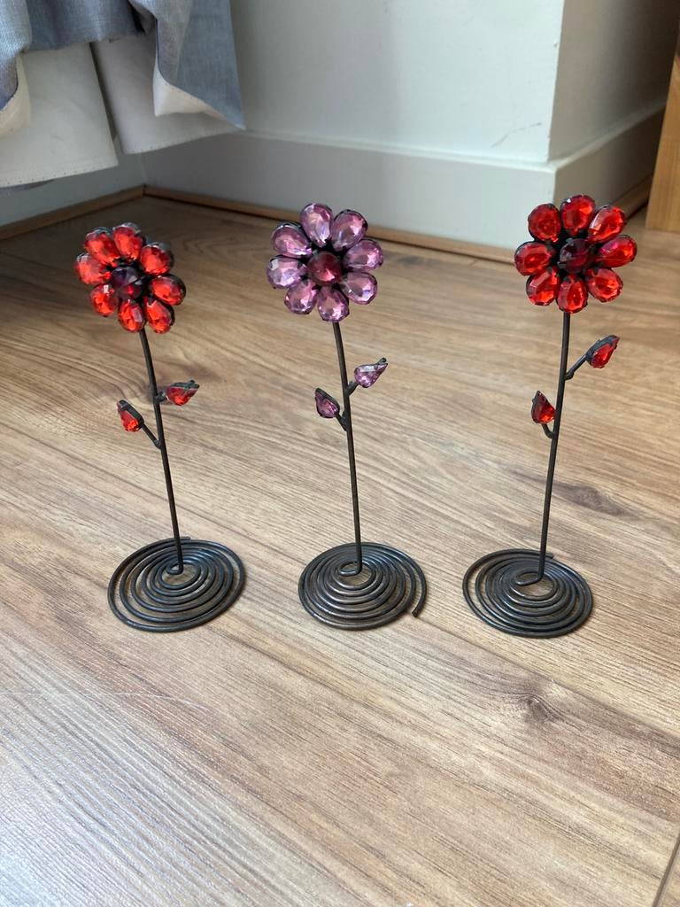 Gratis drie fotoclips van bloemen met steentjes, Ophalen, Gebruikt