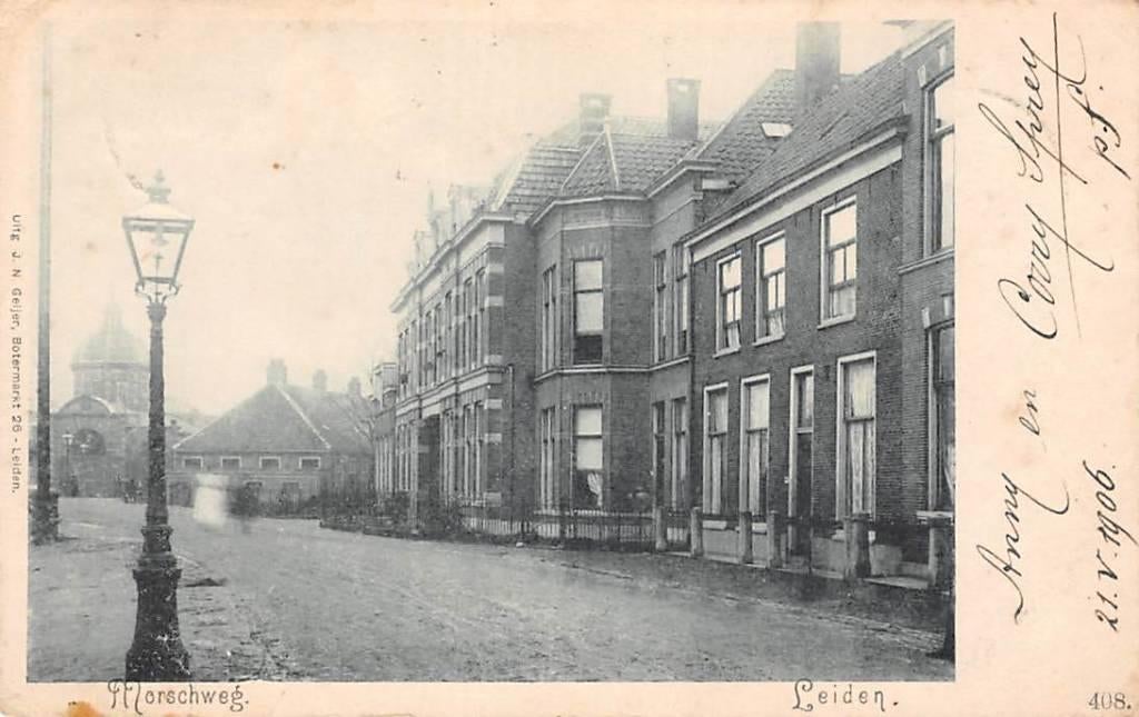 Leiden Morschweg 1906, Verzamelen, Ansichtkaarten | Nederland, Verzenden, Voor 1920, Gelopen, Zuid-Holland