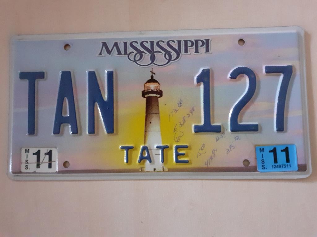 Kentekenplaat Mississippi usa., Verzamelen, Ophalen of Verzenden, Gebruikt, Auto's