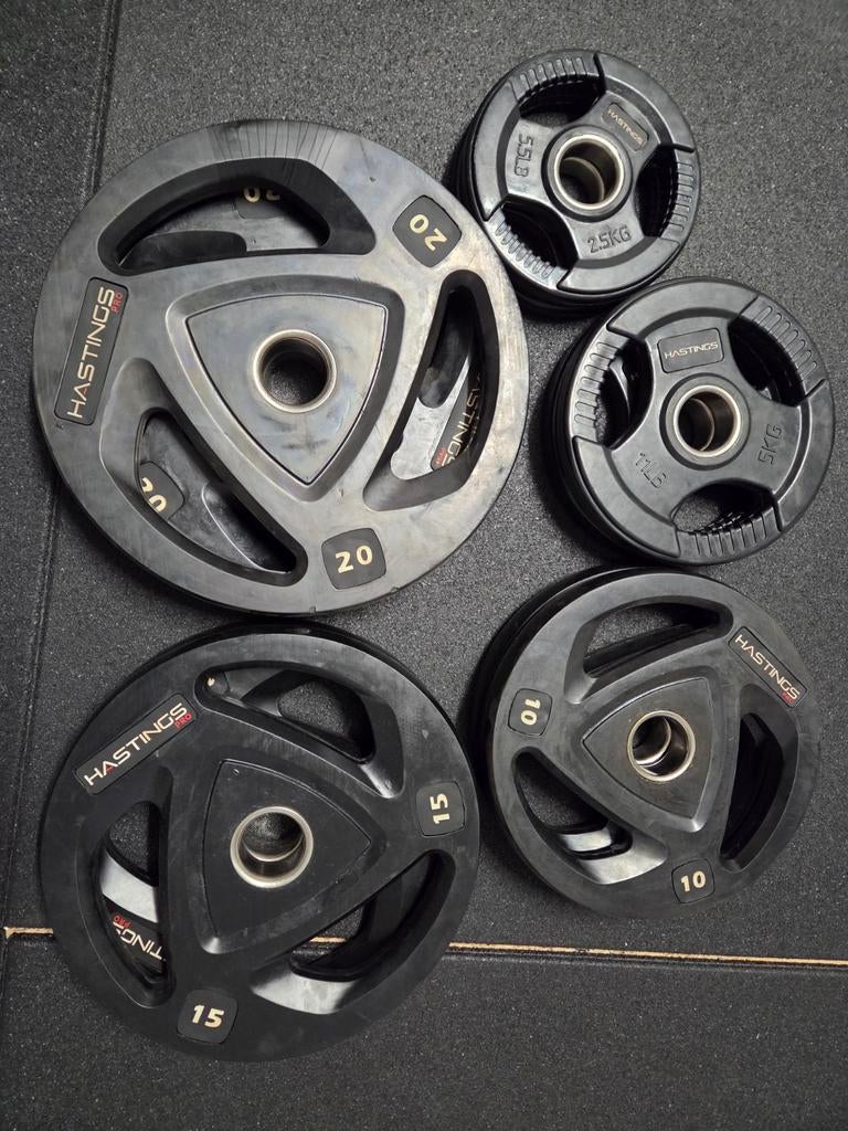 Hastings rubberen Olympische schijven, Sport en Fitness, Fitnessmaterialen, Ophalen