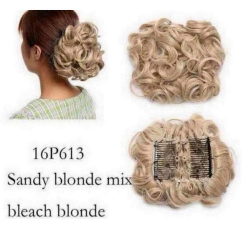 Chignon haar stuk Blonde Grote Dikke Krullen Scrunchie Blond, Nieuw, Ophalen of Verzenden, H, H