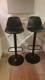 2x Zwarte barkrukken met zitkussen, draaibaar en verstelbaar, Ophalen, Zo goed als nieuw, 90 cm of meer, In hoogte verstelbaar