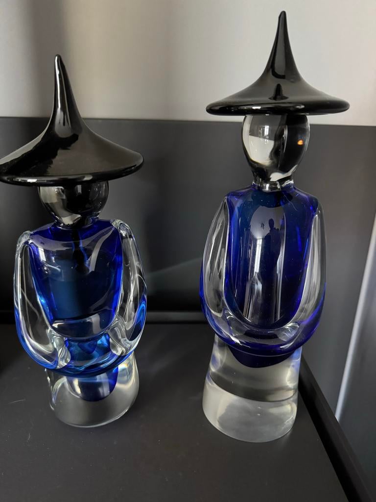 FORMIA VETRI DI MURANO glazen beelden man en vrouw met hoed, Verzenden