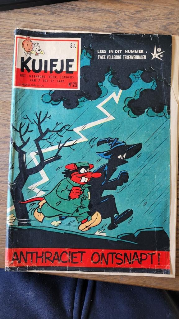 Vintage Kuifje weekblad nr. 25 (1958) - Anthraciet ontsnapt!, Ophalen of Verzenden