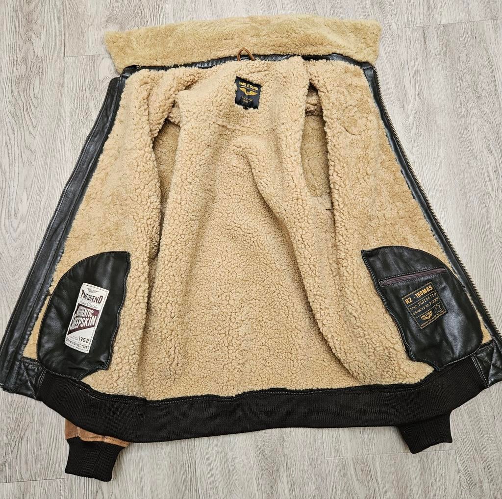 PME Legend 100% sheepskin leren lammycoat winterjas (L), Kleding | Heren, Jassen | Winter, Maat 52/54 (L), Bruin, ., Ophalen of Verzenden