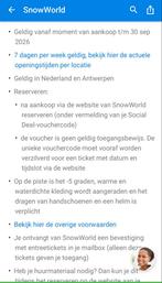 Snowworld ticket 4 uur. Alle locaties., Eén persoon, Ticket of Toegangskaart