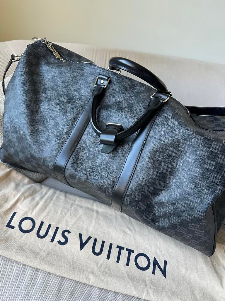 Louis Vuitton Keepall 55, 40 tot 60 cm, 30 cm of meer, Zwart, Minder dan 35 cm