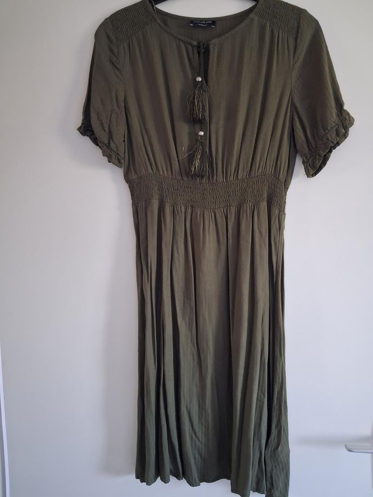 Yessica Fit & Flare Jurk - Kaki Groen, Kleding | Dames, Jurken, Maat 38/40 (M), Yessica, Ophalen of Verzenden, Zo goed als nieuw
