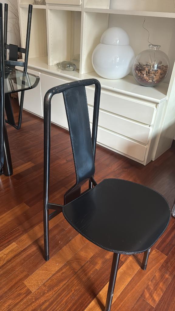 Irma leather chairs by Achille Castiglioni for Zanotta ‘79, Zwart, Modern Italian, Ophalen of Verzenden, Zo goed als nieuw