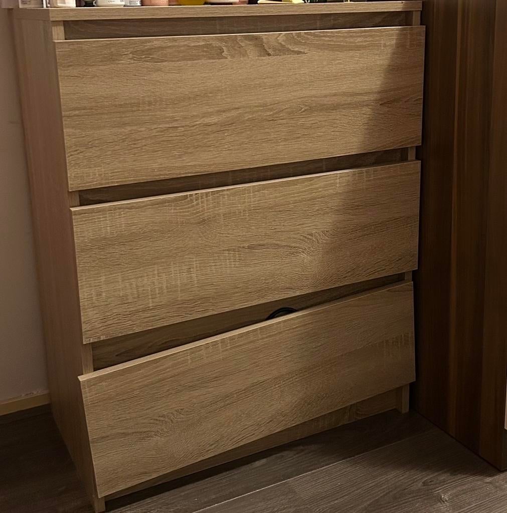 Ladekast met 3 laden - Houtlook, 100 tot 150 cm, Nieuw, 3 of 4 laden, 25 tot 50 cm