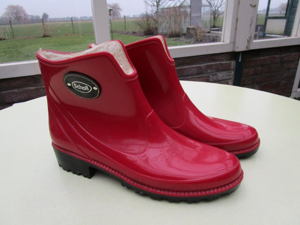 Scholl rode lage regenlaarzen, gevoerd, maat 38 / 39, Kleding | Dames, Schoenen, Ophalen of Verzenden, Regenlaarzen, Gedragen