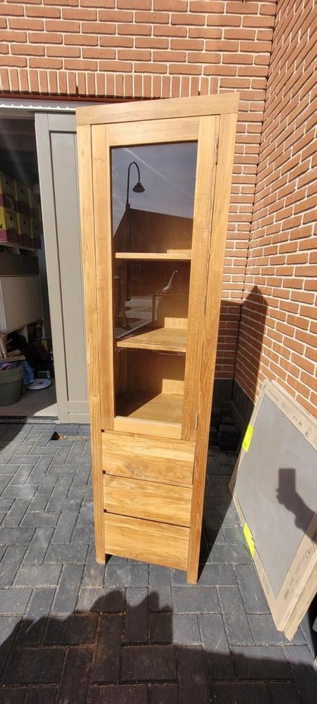 Teak houten vitrinekast, Huis en Inrichting, Kasten | Vitrinekasten, Ophalen