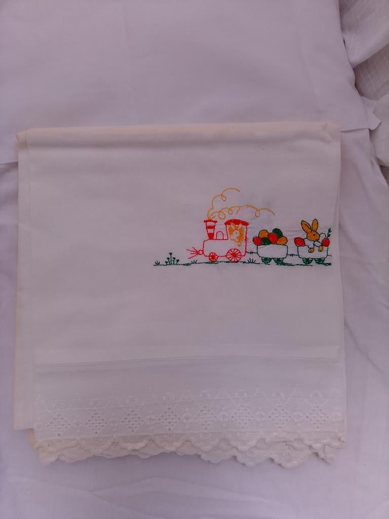 Retro baby beddengoed voor wiegje, Huis en Inrichting, Gebruikt, Eenpersoons, Wit, Ophalen of Verzenden