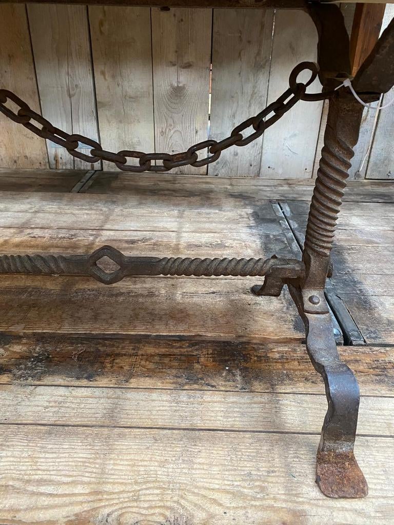 Stoere landelijke tafel salontafel met smeedijzer, Ophalen