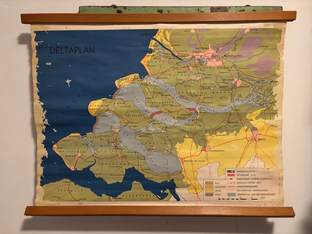 Vintage schoolplaat Deltaplan, Ophalen of Verzenden, Overige thema's