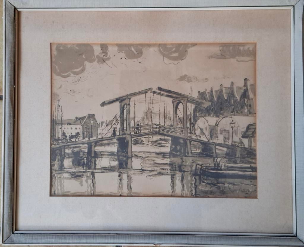 A' dam. Zicht op Gracht. Wilhelm Wagner (1887-1968). Ca 1920, Ophalen