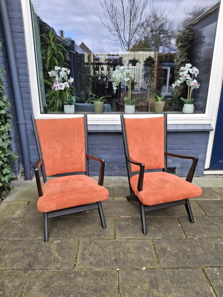 SET  VINTAGE  LOUNGE FAUTEUILS   60/70 ties, Ophalen, Zo goed als nieuw, 75 tot 100 cm, 50 tot 75 cm