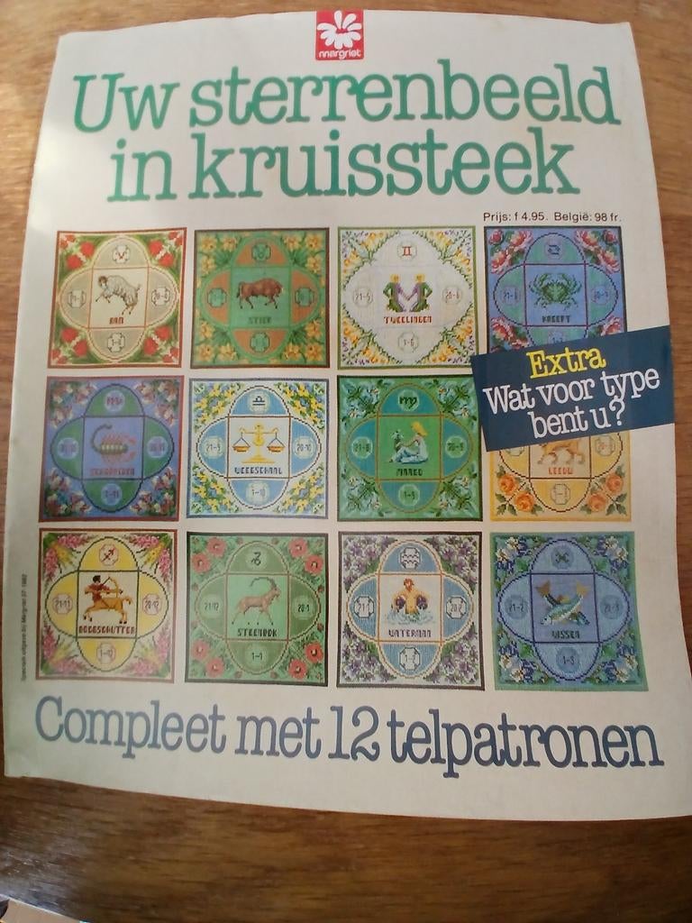 Uw sterrenbeeld in kruissteek (1982, uitgave Margriet), Hobby en Vrije tijd, Borduren en Borduurmachines, Ophalen of Verzenden