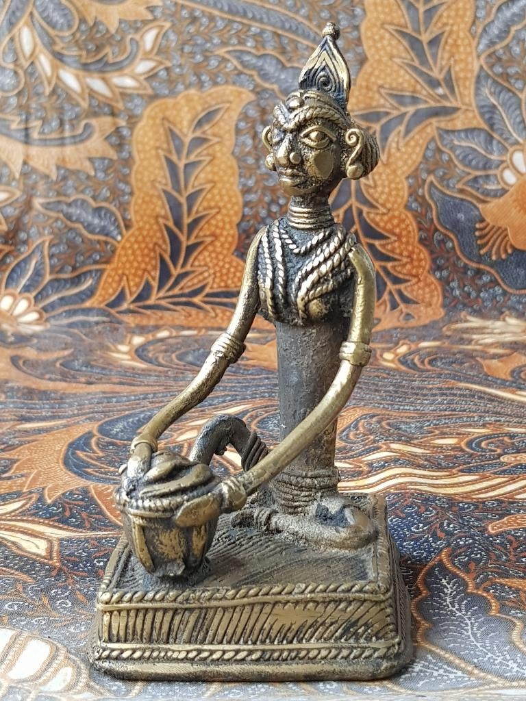 Prachtig antiek brons beeldje uit India van een man 13,4 cm., Antiek en Kunst, Ophalen of Verzenden