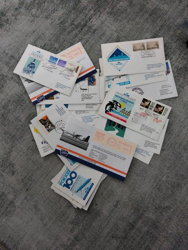 Eerste vlucht enveloppen KLM en Fokker, Ophalen of Verzenden