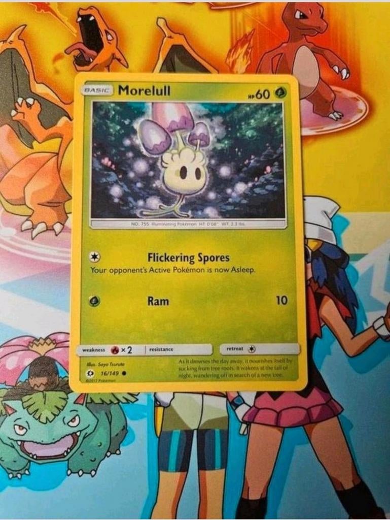 Morelull 16/149 Sun&Moon base set pokemon kaart nm, Ophalen of Verzenden, Zo goed als nieuw, Losse kaart