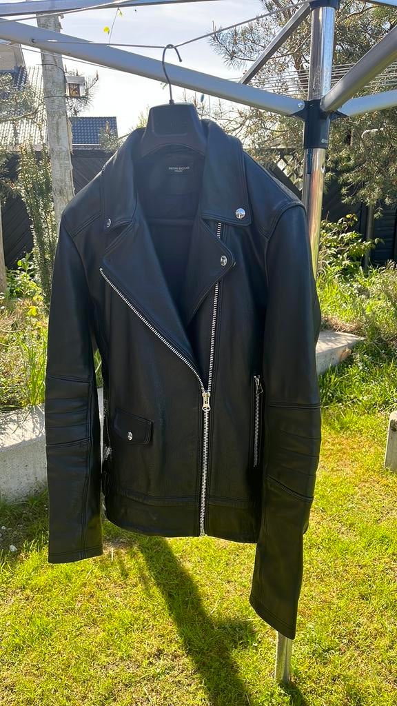 Zwart Leren jas heren bruuns bazaar XL, Ophalen of Verzenden, Zo goed als nieuw, Maat 56/58 (XL), Zwart
