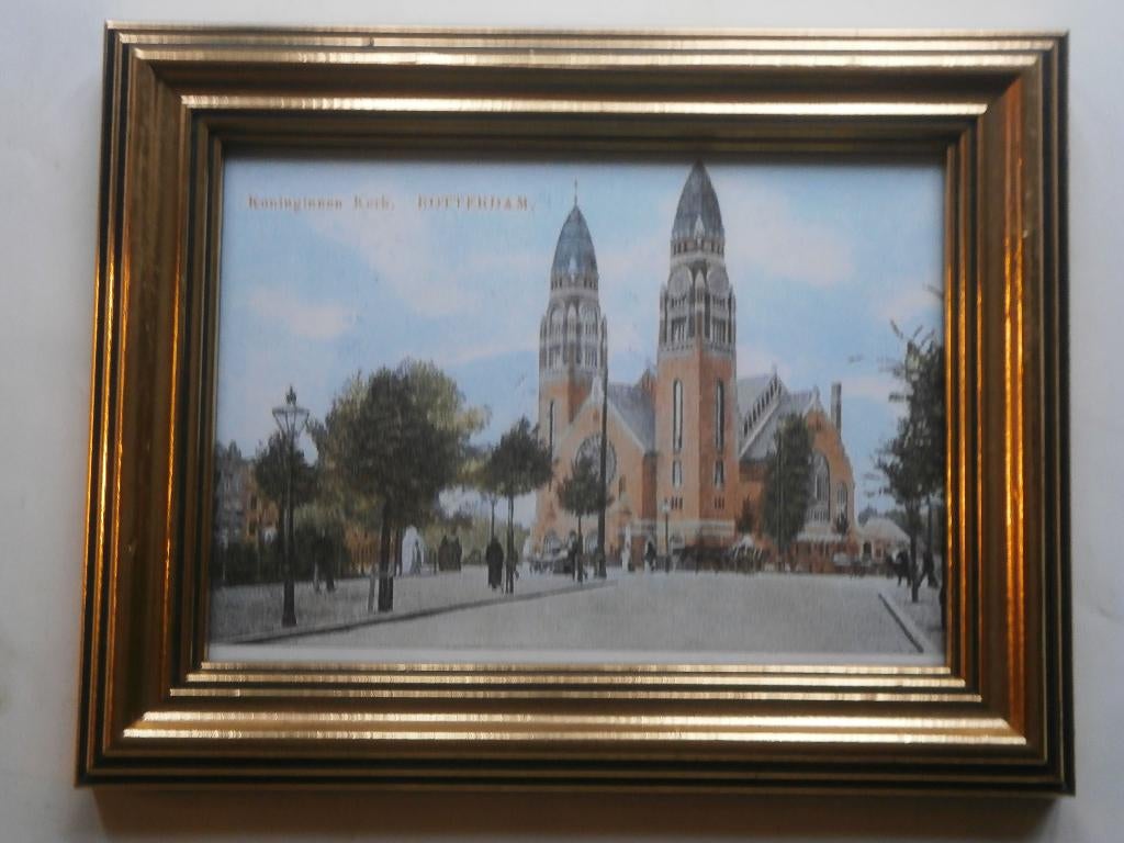 Mooie Ingelijste Prent v/d Koninginnekerk Rott, Crooswijk, Ophalen, Gebruikt, Voor 1940, Prent