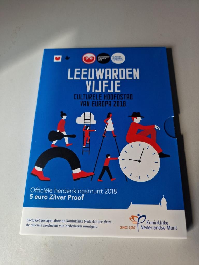 Leeuwarden vijfje Zilver, Postzegels en Munten, Munten | Nederland, Ophalen of Verzenden, Koningin Beatrix, Euro's, Zilver