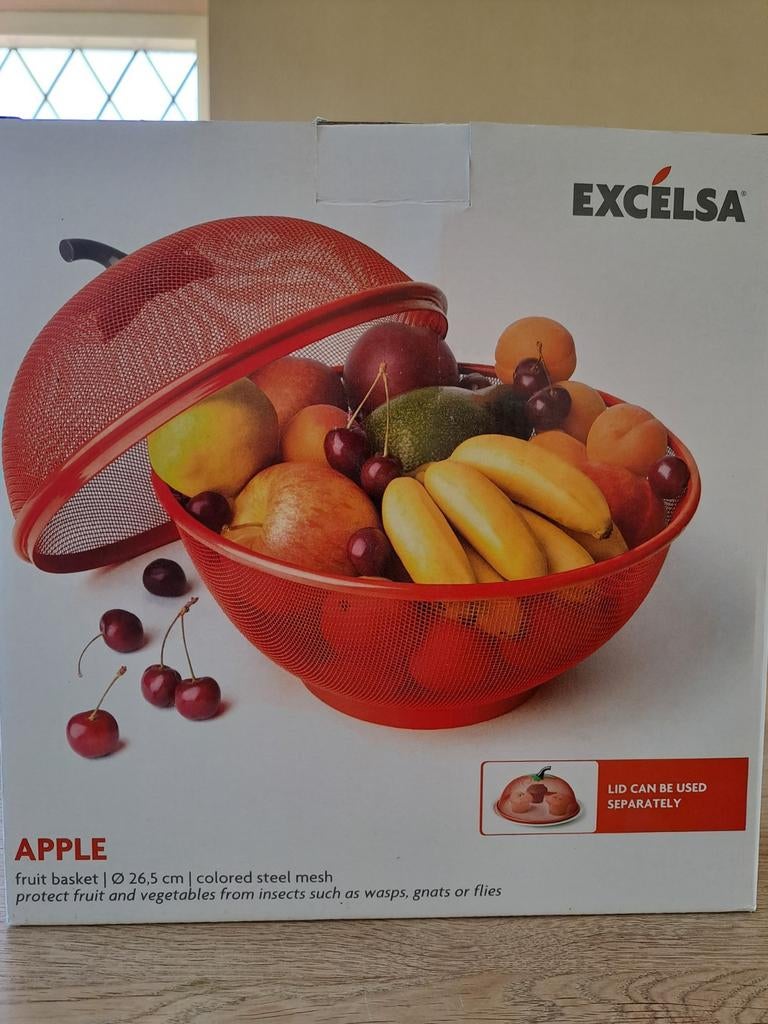 Excelsa fruitmand met deksel - Rood, appelvormig, Ophalen of Verzenden