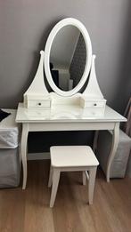 Mooie witte kaptafel met spiegel en kruk, Huis en Inrichting, Ophalen, 100 tot 150 cm, 50 tot 100 cm, Zo goed als nieuw