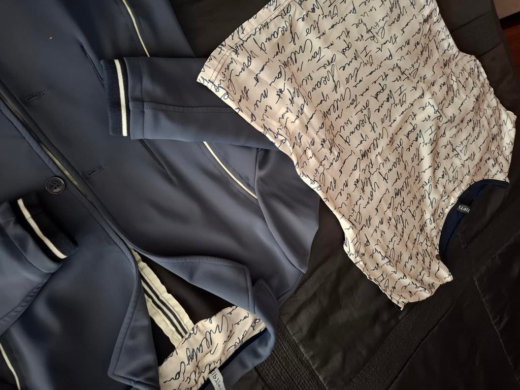 Zip73 travelstof set jasje broek shirt zgan, Kleding | Dames, Maat 38/40 (M), Kostuum of Pak, Blauw, Zip73