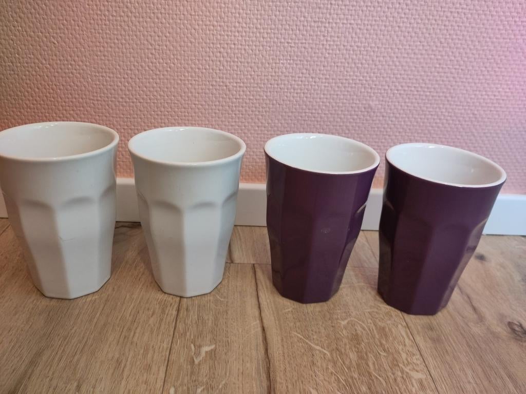 Hema Mirabeau wit paars 330ml, Ophalen of Verzenden, Zo goed als nieuw, Effen, Kop(pen) en/of Schotel(s)