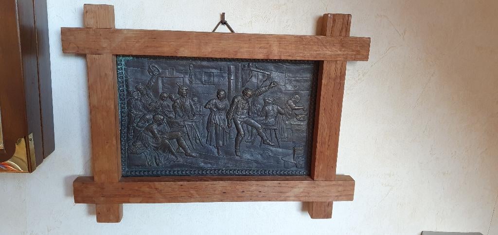 bronzen schilderij / wanddecoratie, Antiek en Kunst, Antiek | Koper en Brons, Ophalen of Verzenden, Brons